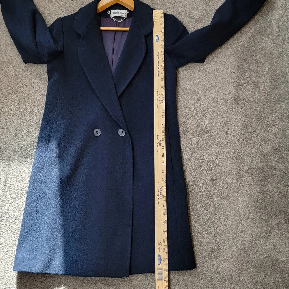 Vintage Women's Ashley Scott 100% Wool Navy Blue Coat - S - Picture 10 of 14